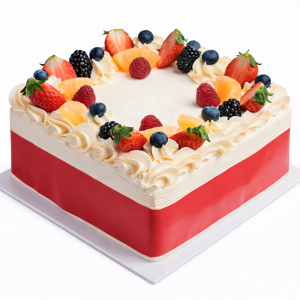Square Mixed Fruit Fresh Cream Cake